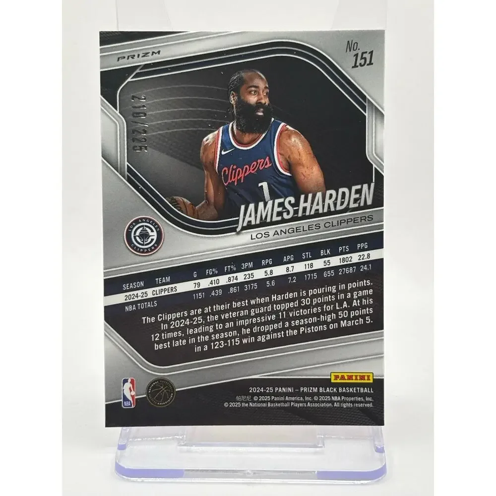 2024-25 Panini Prizm Black James Harden Basketball Prizm 210/225 SP Cavaliers - Picture 2 of 2